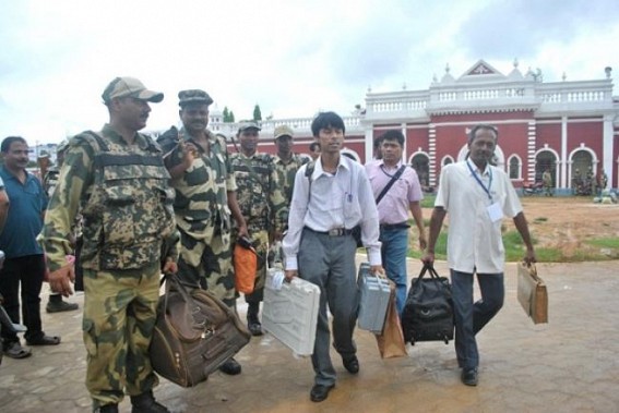 Tripura gets ready for by-election, EVMs sent to polling booths amidst tight security Tripura gets ready for by-election, EVMs sent to polling booths amidst tight security